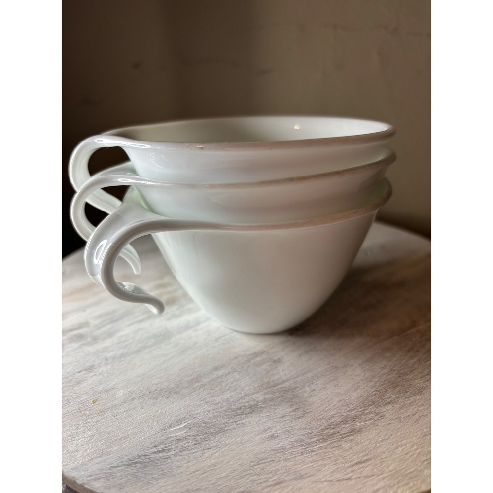 Corelle Winter Frost White Coffee Cups Set of 3 hook Handle Mid Century Modern - Picture 4 of 14